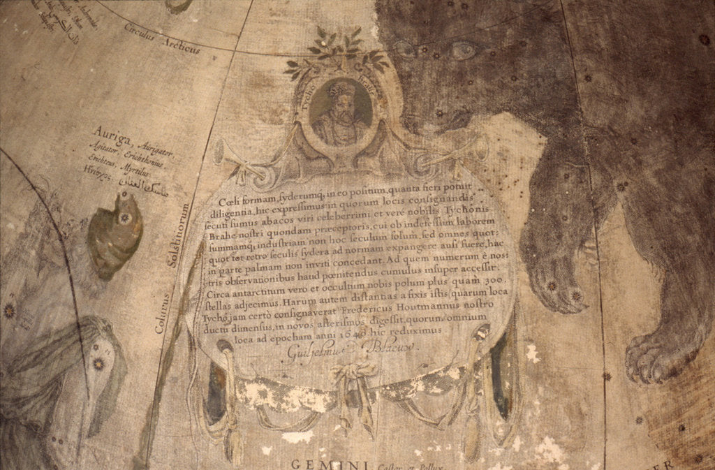 Detail of Cartouche and Tycho Brahe by Willem Jansz Blaeu