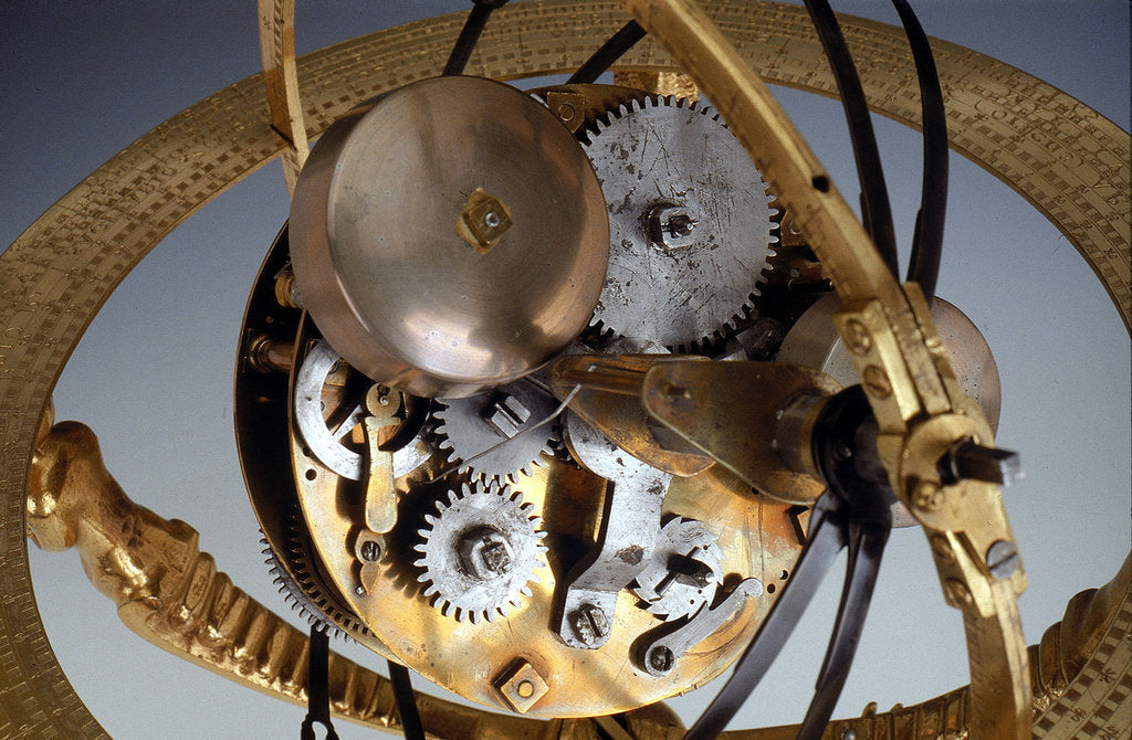 Detail of Winding wheels of celestial clockwork globe by Isaac Habrecht II
