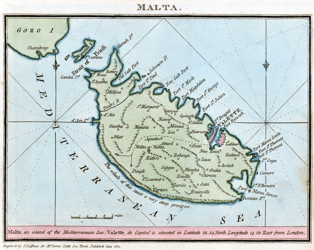 Detail of Chart of Malta by R. Bougard