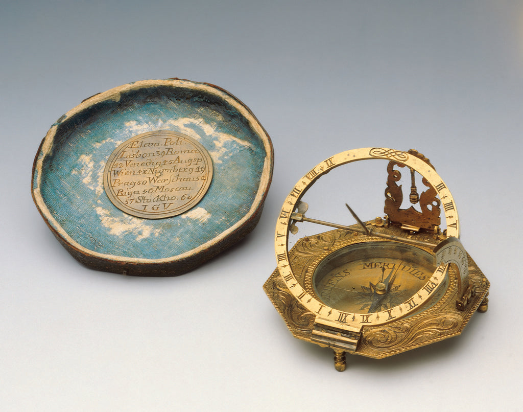 Detail of Augsberg dial with case lid showing plaque by Johann Georg Vogler