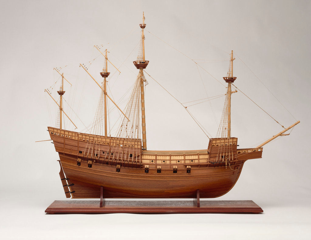 Detail of Full hull model of 'Mary Rose' (1509), a 60-gun sailing warship by Bassett-Lowke Ltd
