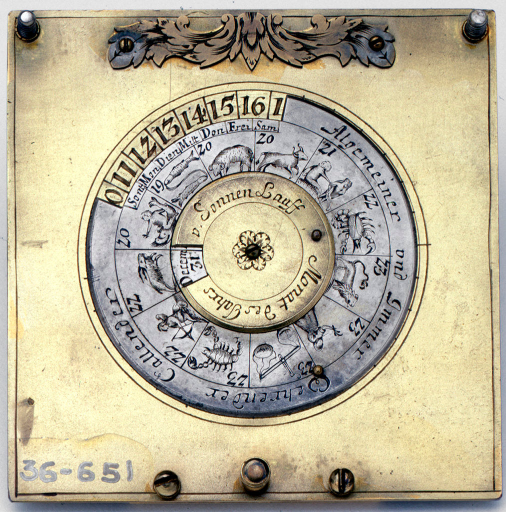 Detail of Crescent dial, underside of base by Johann Martin