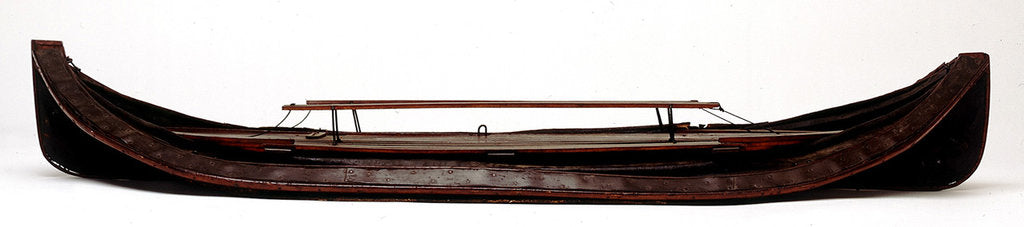 Detail of Full hull model, collapsible lifeboat, broadside, collapsed for stowage by G. L. Berthon