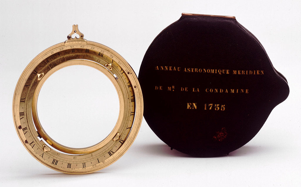 Detail of Universal equinoctial ring dial, with case by Lordelle
