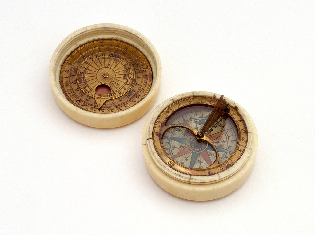 Detail of Compass dial, with lid by unknown