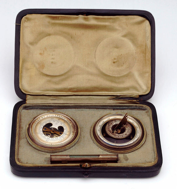 Horizontal dial, in case, with a travelling barometer posters & prints ...