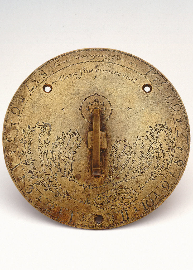 Detail of Horizontal pedestal dial for latitude 51˚ north by Thomas Crow