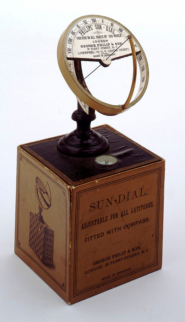 Detail of Equinoctial dial, with box by George Philip & Son