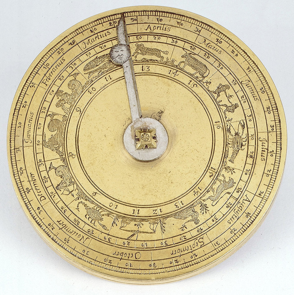 Detail of Magnetic azimuth dial, outer side of lid by Johannes Buschmann