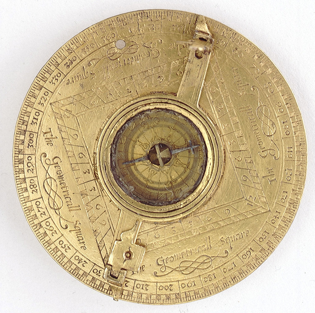 Detail of Astronomical compendium, leaf IVa, compass and theodolite by Humphrey Cole