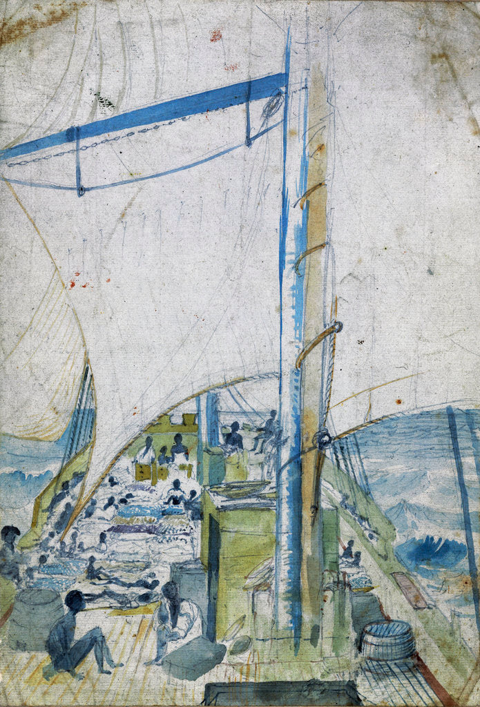 Detail of Rescued Africans on deck of  HM Sloop 'Albatross' (1845) by Francis Meynell