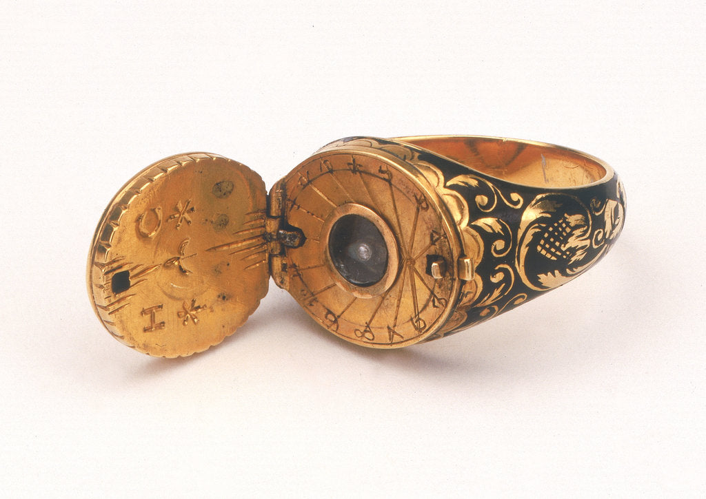 Detail of Horizontal dial, mounted on gold finger ring by unknown