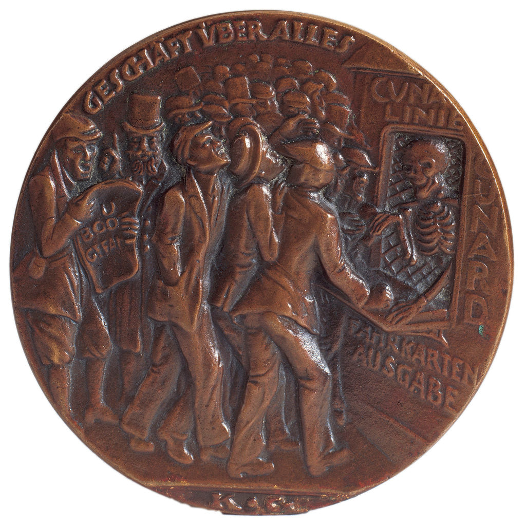 Detail of Medal commemorating the sinking of the SS 'Lusitania', 1915, obverse by Karl Goetz