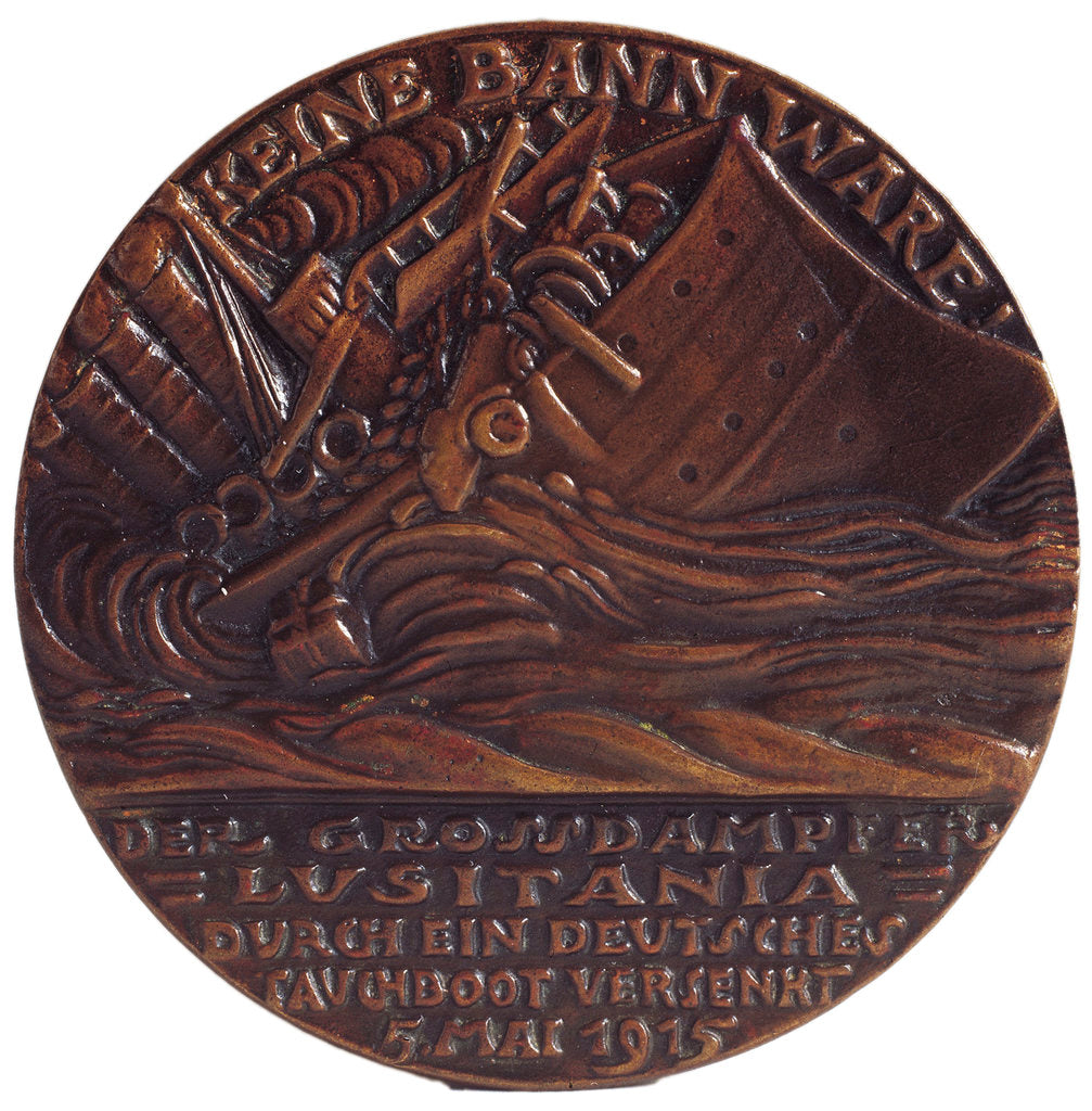 Detail of Medal commemorating the sinking of the SS 'Lusitania', 1915, reverse by Karl Goetz