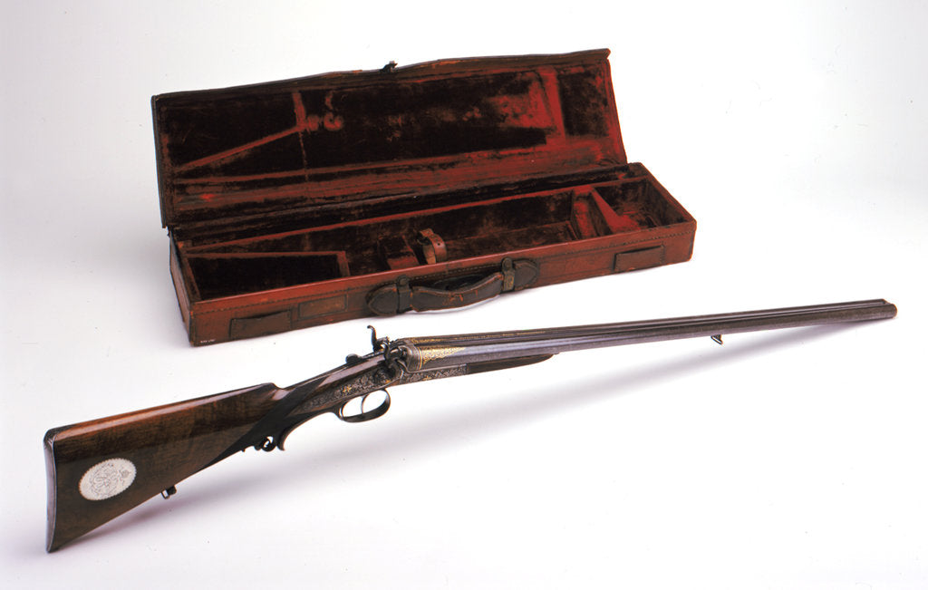 Detail of German made shotgun owned by the Sultan of  Witu (with case). by W. Foerster