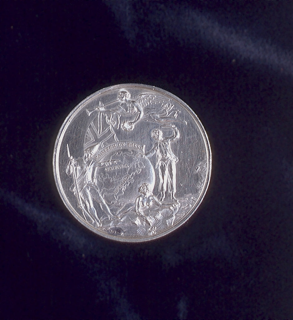 Detail of Medal of the Battle of Louisbourg - back showing globe. by T. Pingo