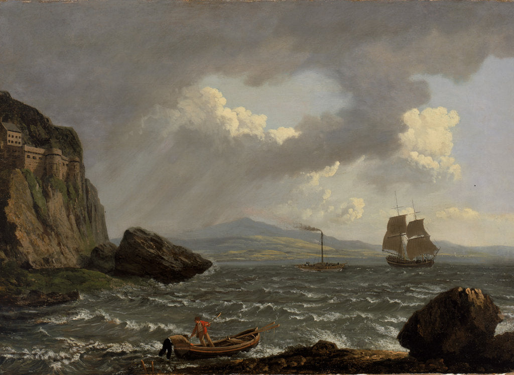 Detail of Paddle steamer 'Dumbarton Castle' in the Clyde off Dumbarton Rock by John Wilson