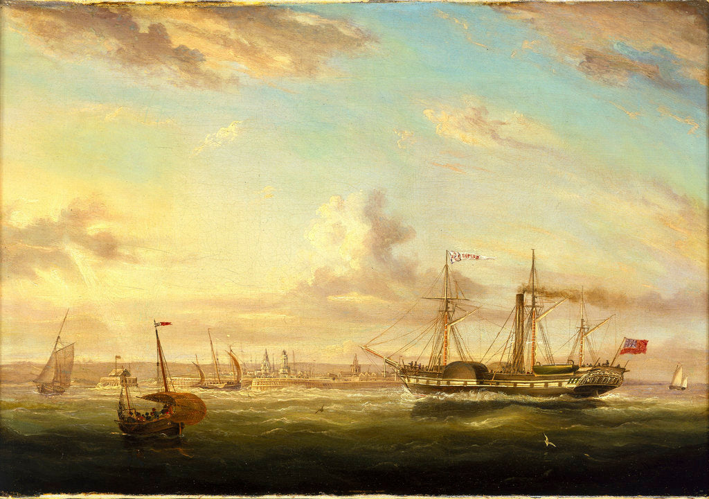 Detail of The paddle steamer Superb off Folkstone by William Adolphus Knell