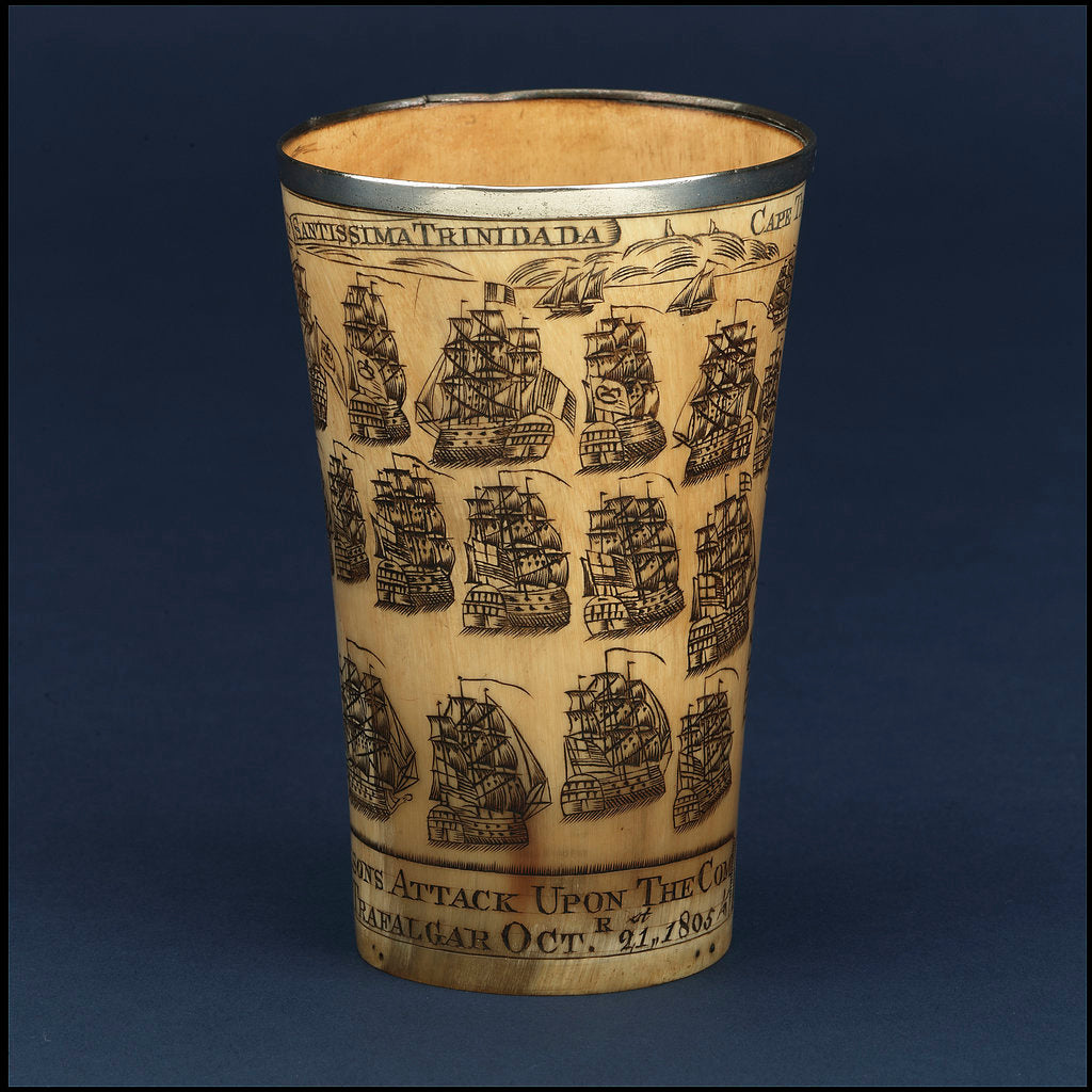 Detail of Horn beaker commemorating the Battle of Trafalgar, 1805 by Nathaniel Spilman