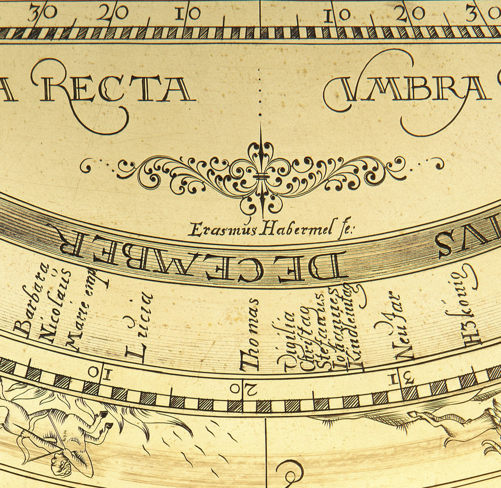 Detail of Astrolabe: signature by Erasmus Habermel