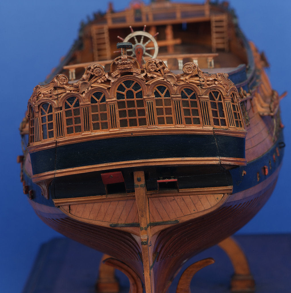Detail of 22-gun sloop, stern view, detail by unknown