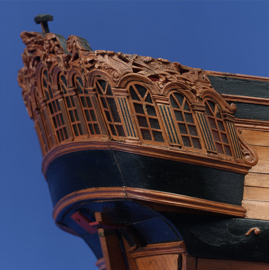 Detail of 22-gun sloop, view of starboard quarter deck by unknown