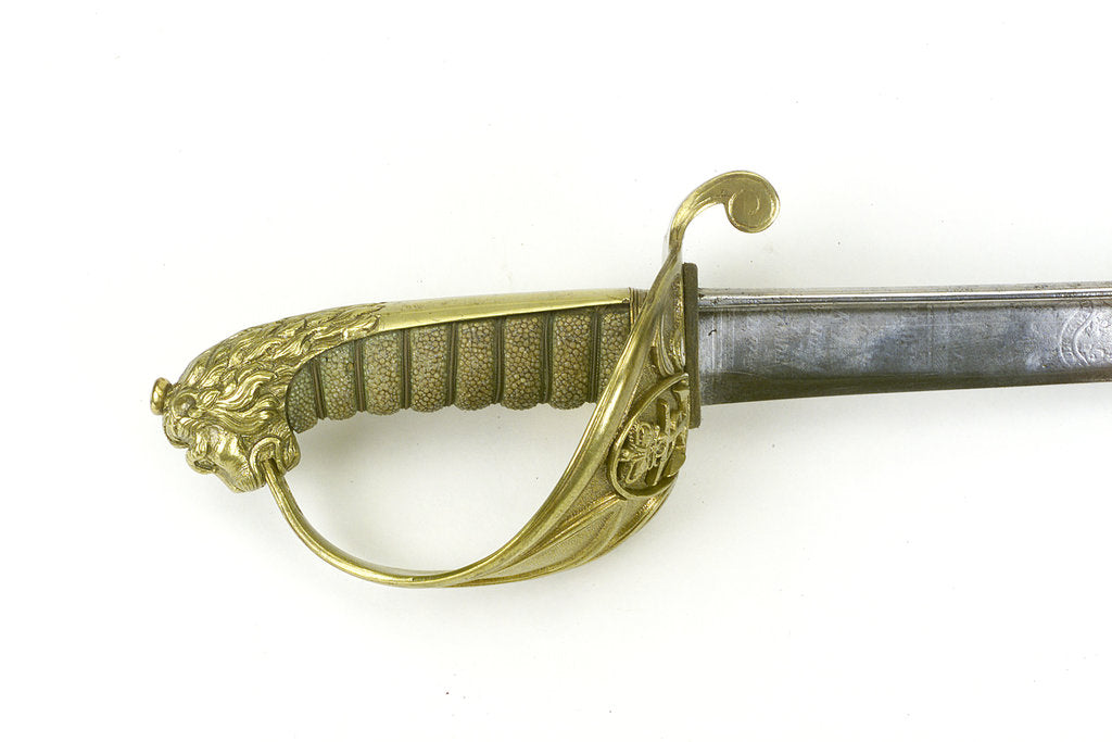 Detail of Solid half-basket hilted sword by Prosser