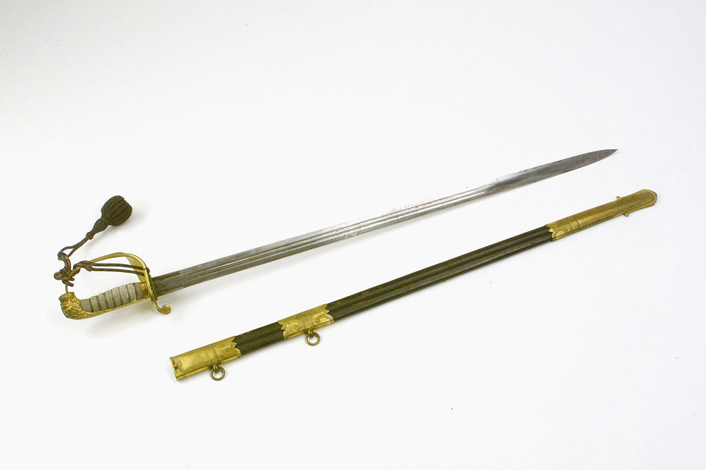 Detail of Solid half-basket hilted sword by F. Highatt