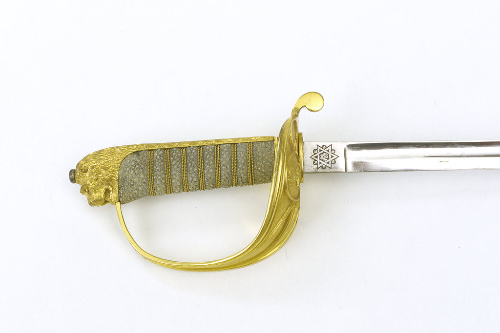 Detail of Solid half-basket hilted sword by Henry Wilkinson