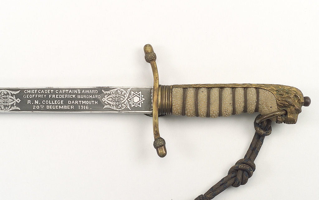 Detail of Dirk, made after 1856, which belonged to Rear-Admiral Geoffrey Frederick Burghard (active 1913-1952) by Gieves Ltd.