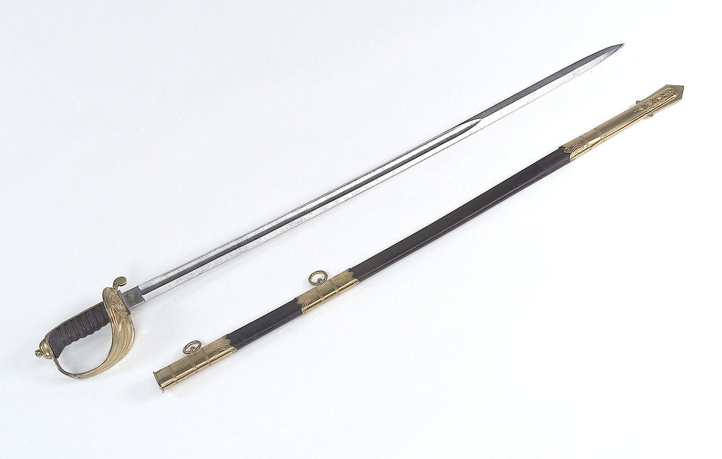 Detail of Solid half-basket hilted sword by W.E. Legge