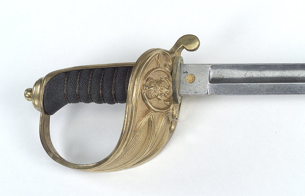 Detail of Solid half-basket hilted sword by W.E. Legge