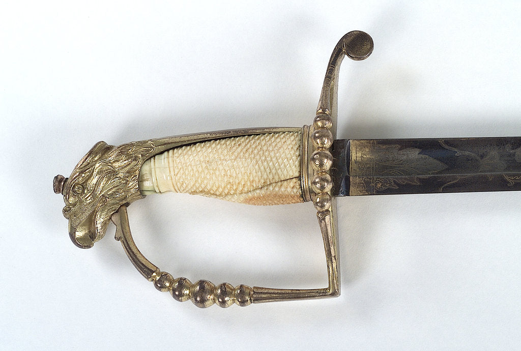 Detail of American Fighting sword by T. Wells & Co.