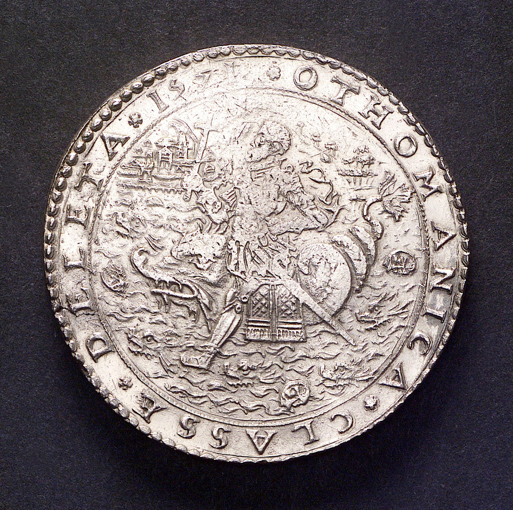 Detail of Medal commemorating the Battle of Lepanto, 1571; reverse by unknown
