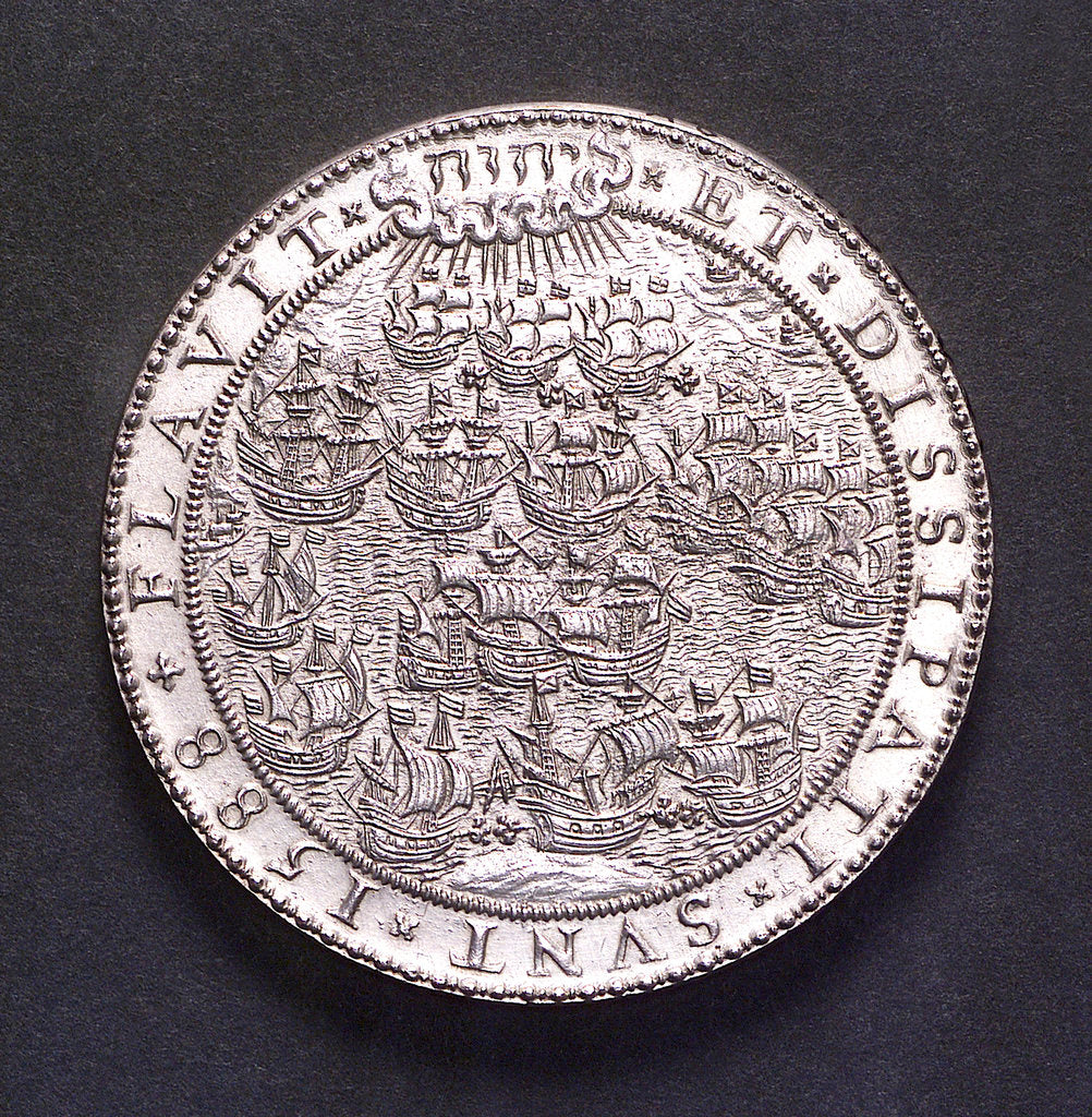 Detail of Medal commemorating the defeat of the Spanish Armada, 1588; obverse by Gerard van Bylaer