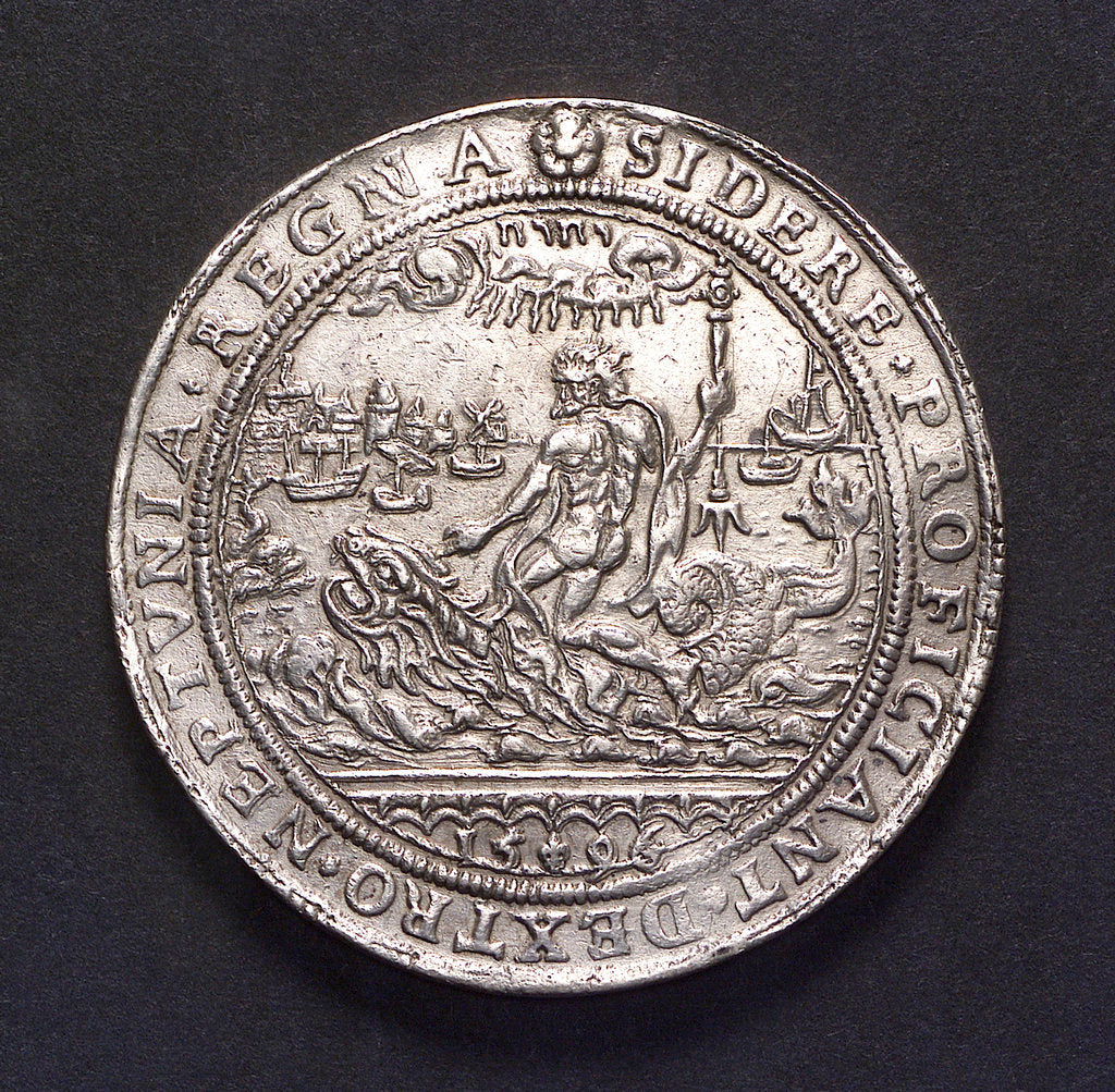 Detail of Medal commemorating sea trade revived, 1596; obverse by unknown