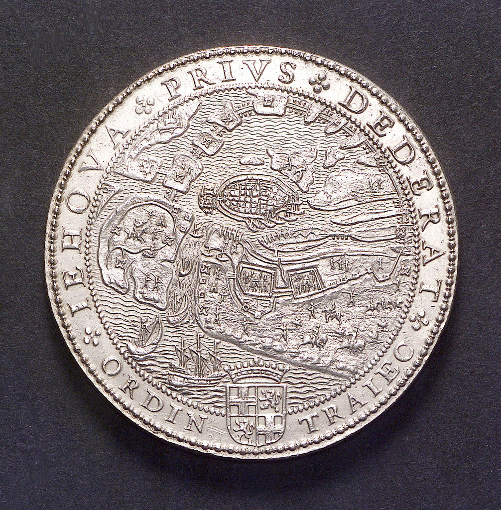 Detail of Medal commemorating the defence of Sluys and Ostend, 1603; obverse by unknown