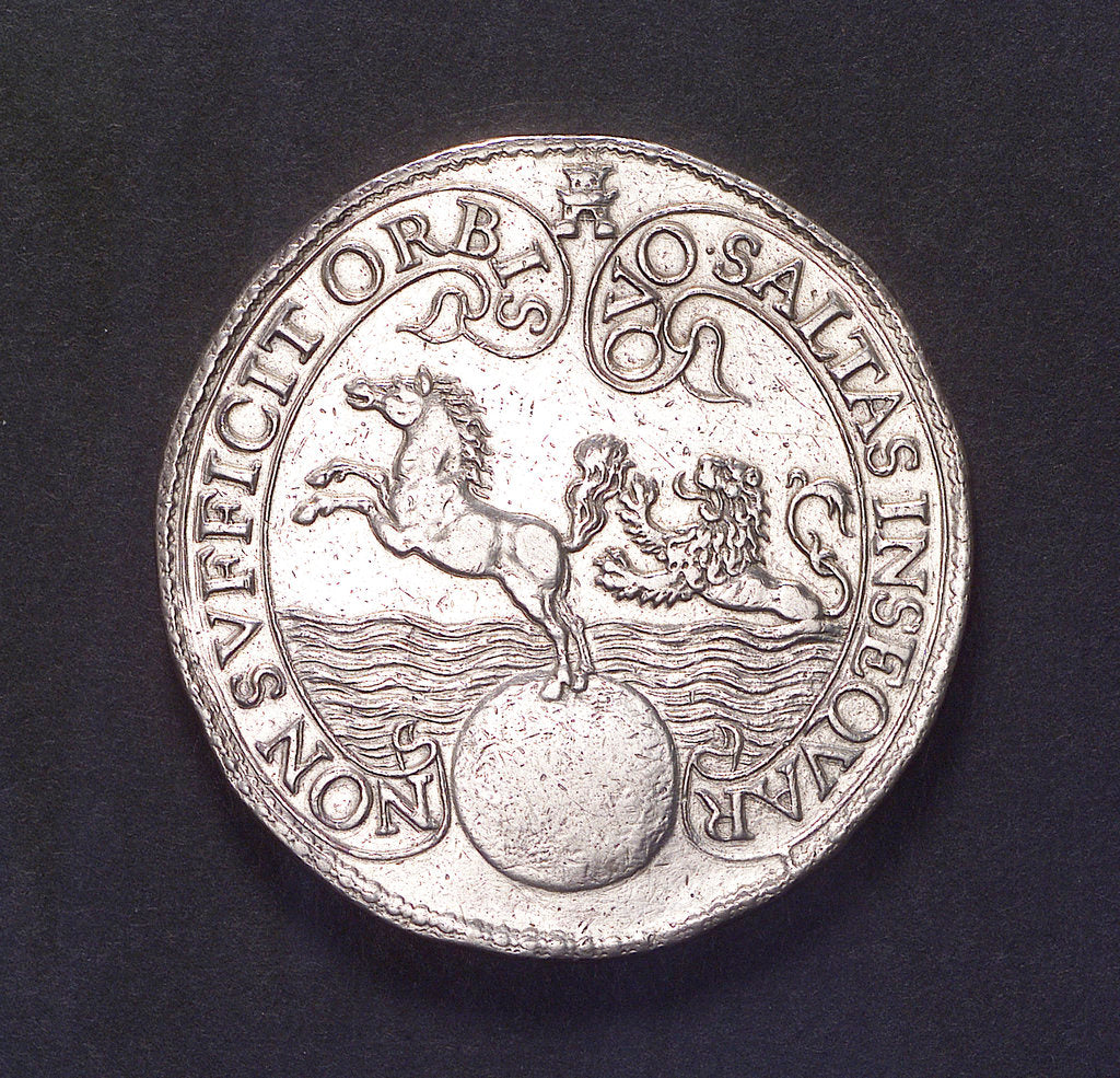 Detail of Medal commemorating the capture of the Spanish galleon 'St Jacob' off St Helena; obverse by unknown