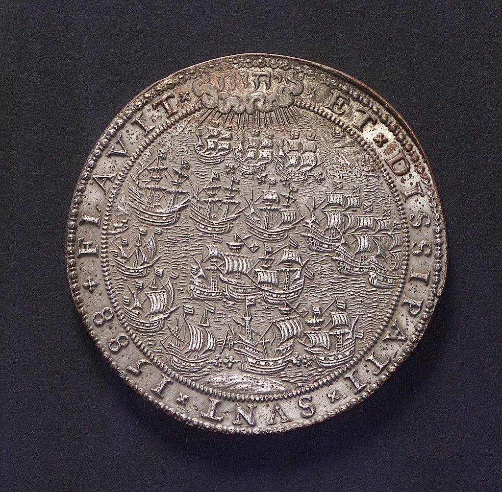 Detail of Medal commemorating the defeat of the Spanish Armada, 1588; obverse by unknown