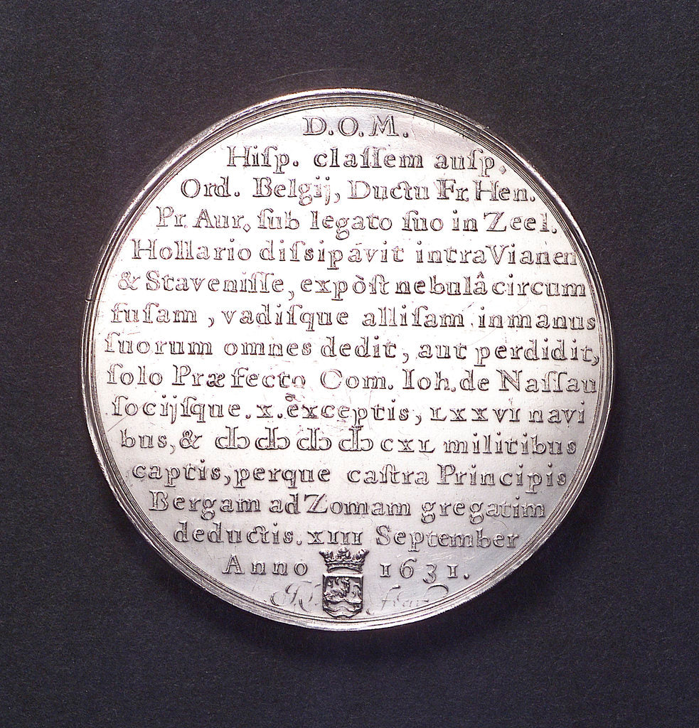 Detail of Medal commemorating the Spanish fleet captured at the Slaak, 1631; reverse by J. Looff