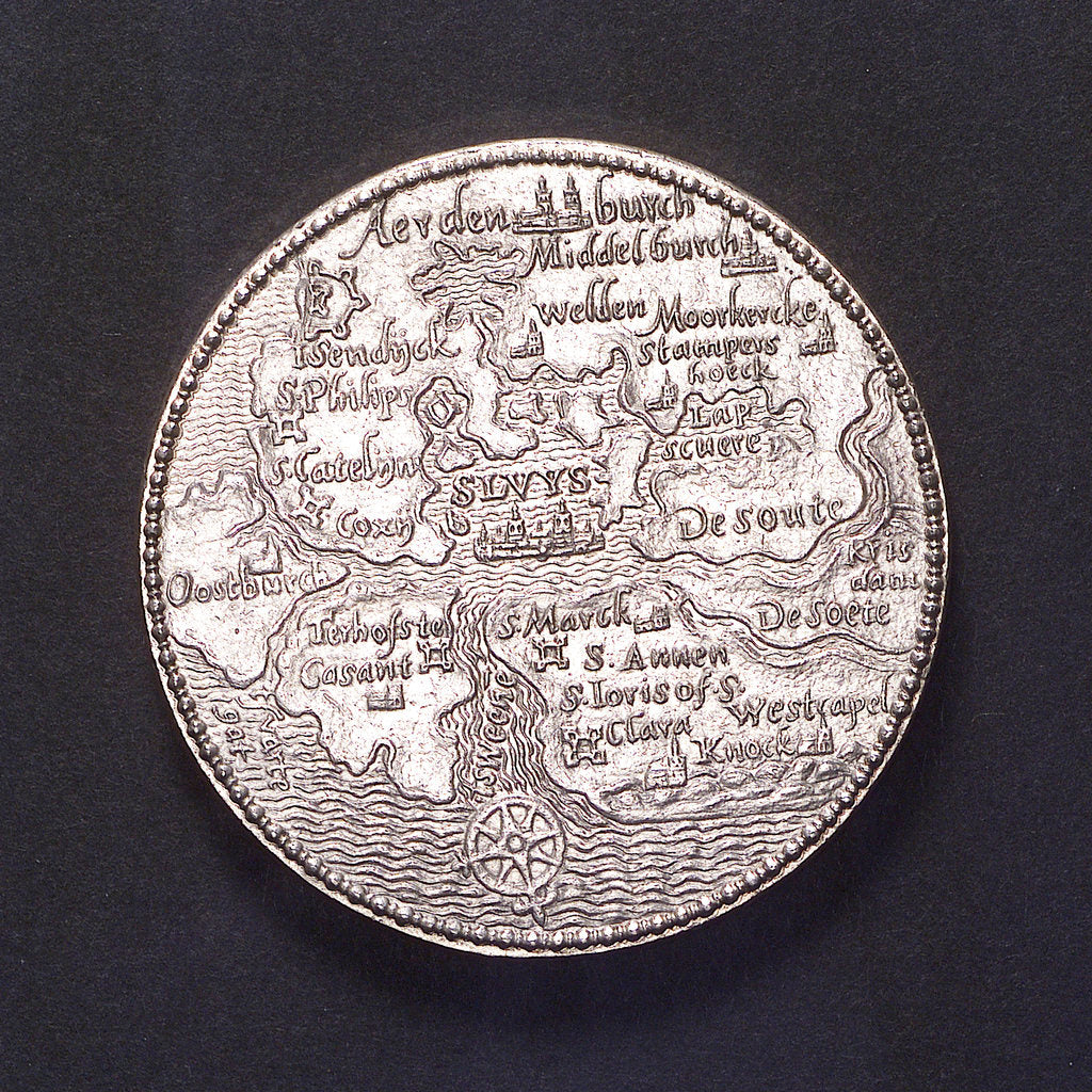 Detail of Medal commemorating the defence of Sluys and Ostend, 1603; obverse by unknown