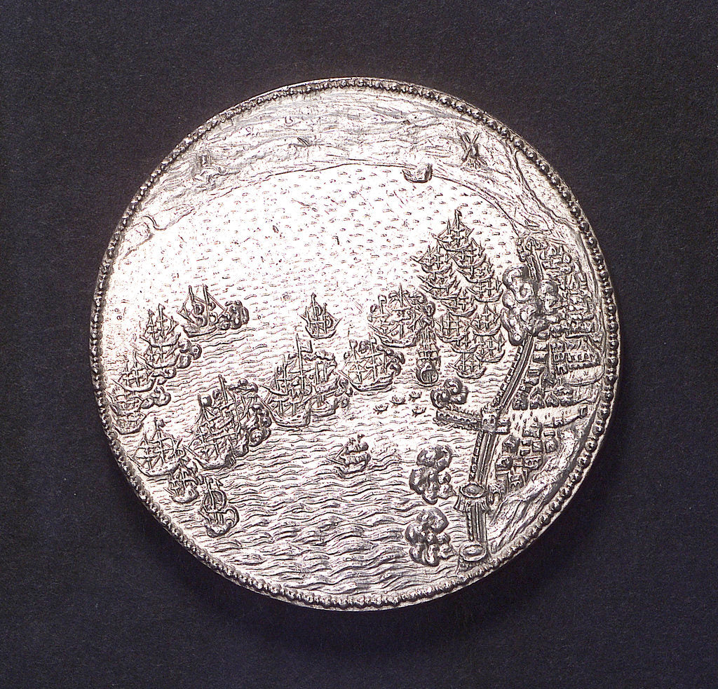 Detail of Medal commemorating Admiral Heemskerk's victory at Gibraltar, 1607; obverse by unknown