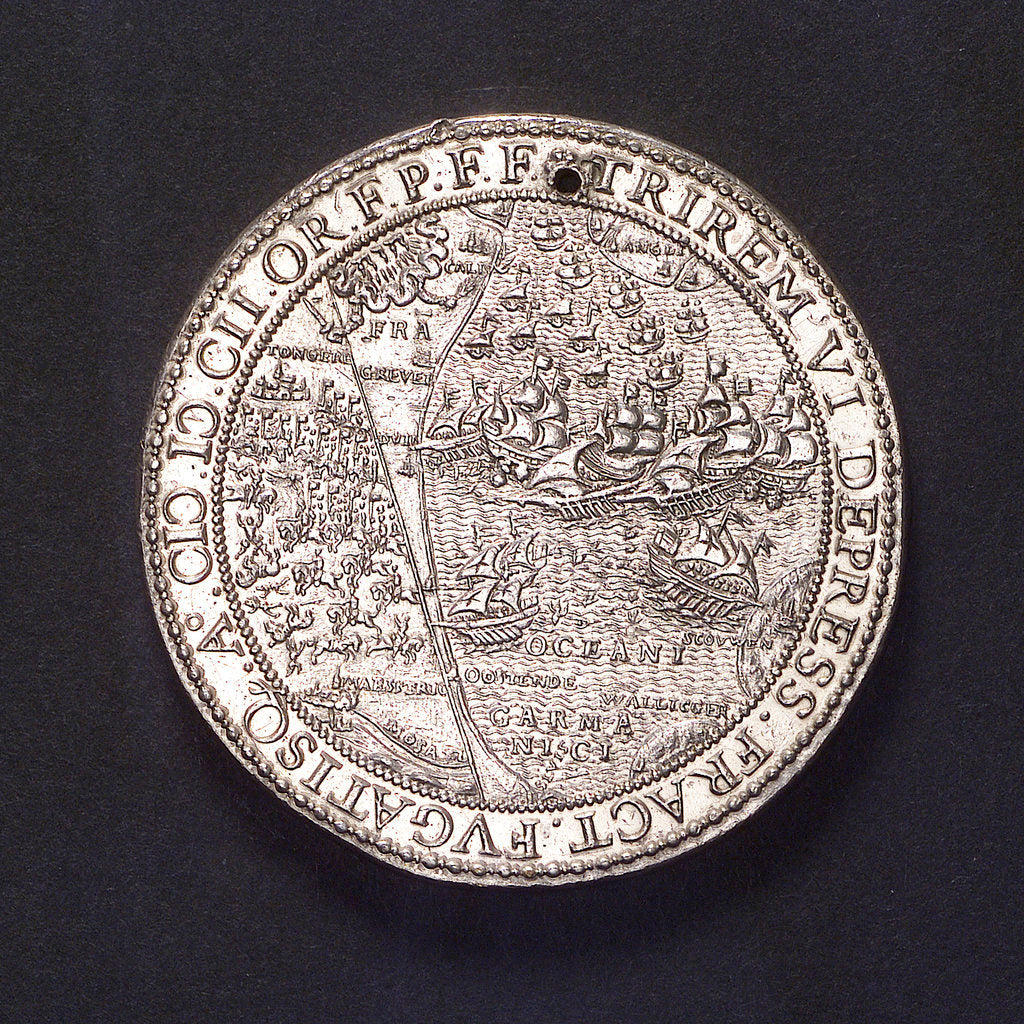 Detail of Medal commemorating the action off the Goodwin Sands, 1602; reverse by unknown