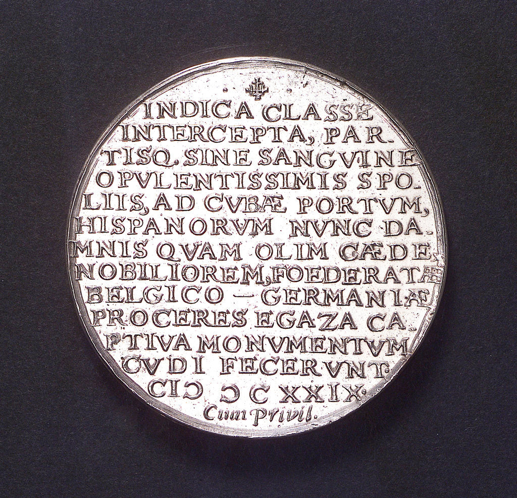 Detail of Medal commemorating Admiral Heyn and the capture of the Spanish silver fleet off Matanzas, 1628; reverse by W. Versteegh