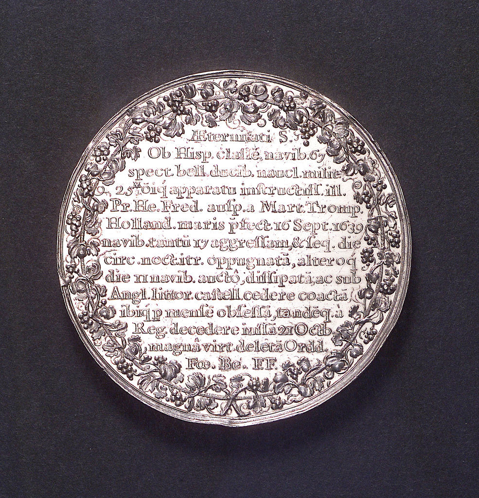 Detail of Medal commemorating the destruction of the Spanish fleet off Dover, 1639; reverse by J. Looff