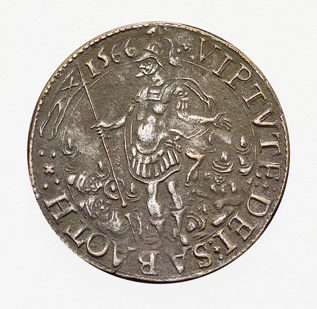 Detail of Counter commemorating Malta delivered from the Turks; obverse by unknown