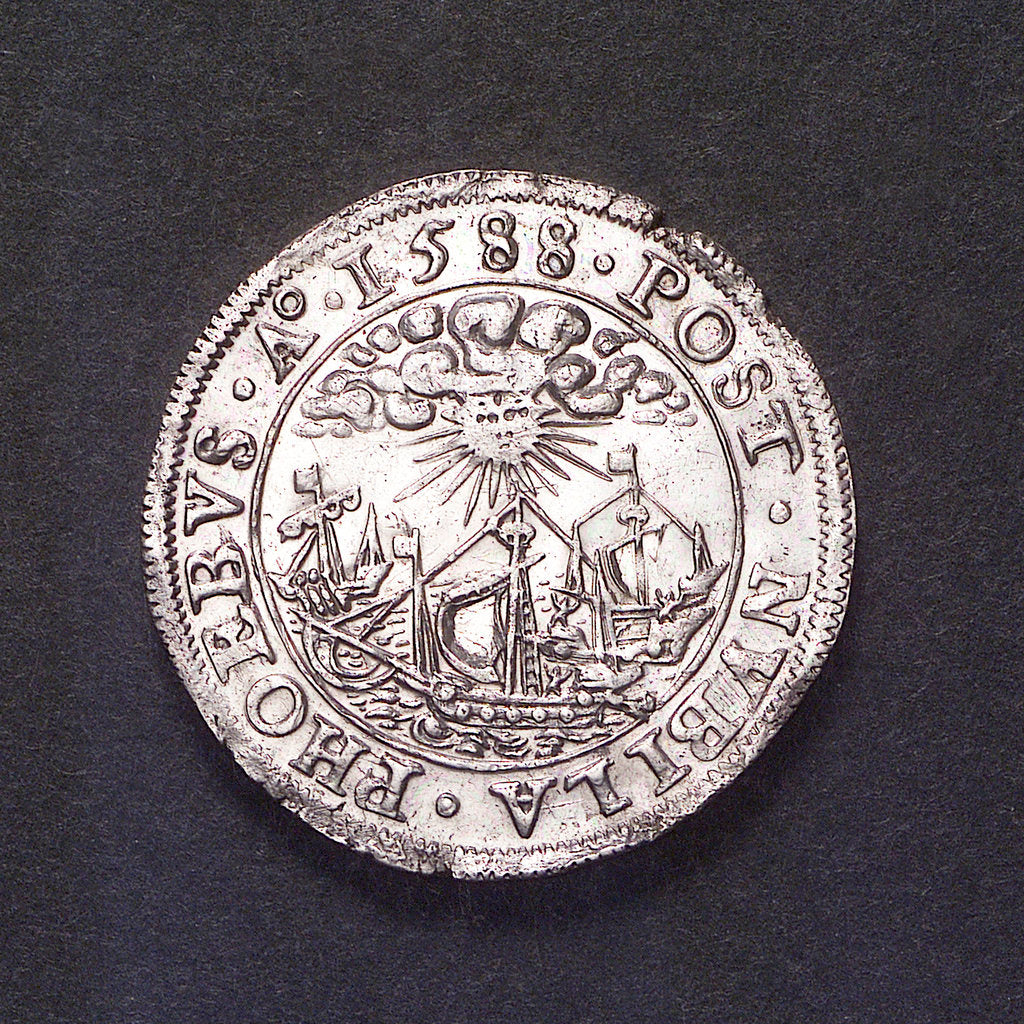 Detail of Counter commemorating the defeat of the Spanish Armada, 1588; obverse by unknown