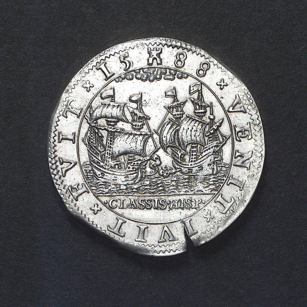 Detail of Counter commemorating the defeat of the Spanish Armada, 1588; obverse by unknown