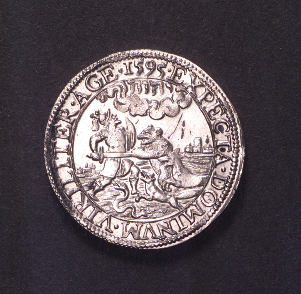 Detail of Counter commemorating Admiral de Villar's assassination, 1595; obverse by unknown
