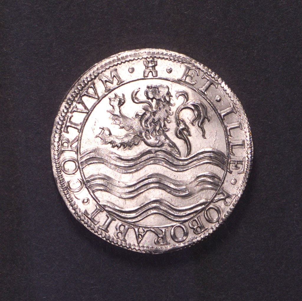 Detail of Counter commemorating Admiral de Villar's assassination, 1595; reverse by unknown